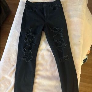 American Eagle Outfitters Black Distressed Skinny Jeans